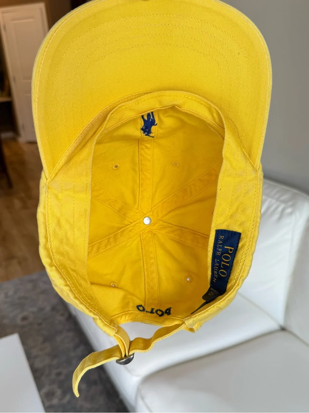 💯 Authentic Polo Ralph Lauren Yellow Cap with Navy Pony Logo (Newer)